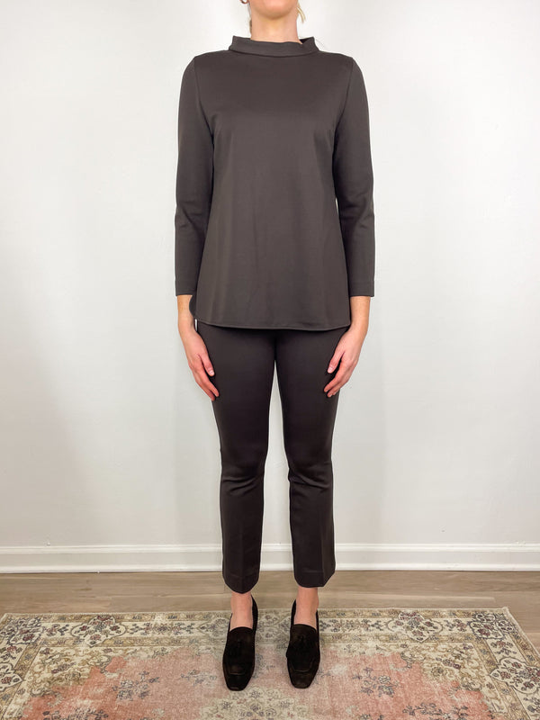Samantha Top in Coffee Bi-Stretch Tricotine