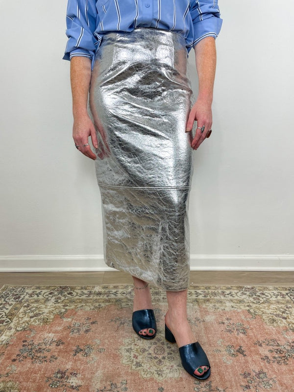 Cameron Skirt in Crinkled Silver - The Shoe Hive