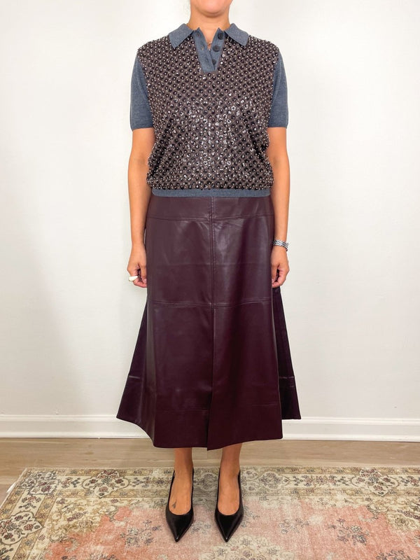 Camilla Knit Top in Dark Heather Grey/Bronze Multi - The Shoe Hive