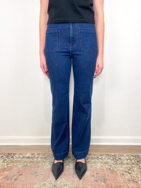 Camille Patch Pocket Jean in 2 - Year Indigo Stretch Denim - The Shoe Hive