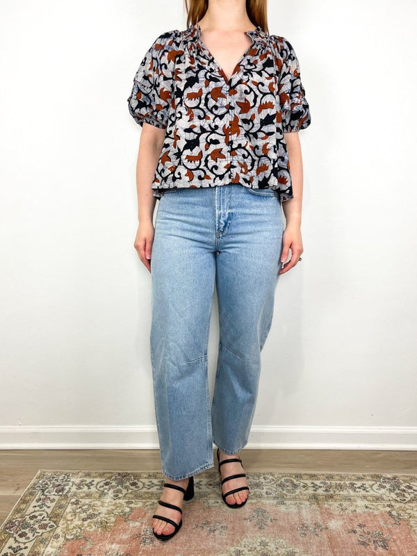 Caminitas Puff Sleeve Top in La Vid Batik Spice - The Shoe Hive