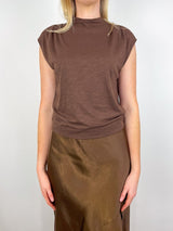 Cap Sleeve Mock in Hickory - The Shoe Hive