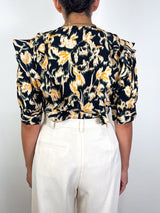 Carmen Short Sleeve Blouse in Tourmaline - The Shoe Hive