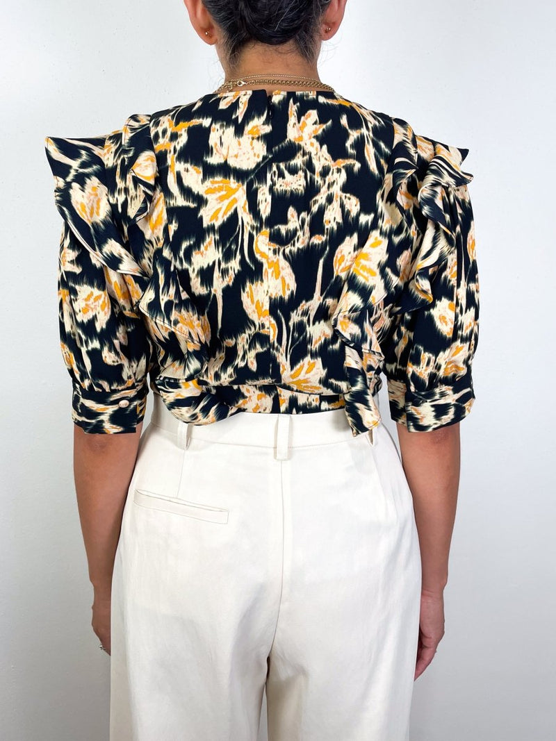 Carmen Short Sleeve Blouse in Tourmaline - The Shoe Hive