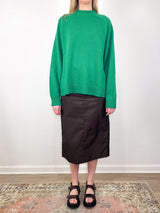 Cashmere Sweater Crewneck Oversized Pullover in Green - The Shoe Hive