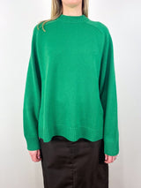 Cashmere Sweater Crewneck Oversized Pullover in Green - The Shoe Hive