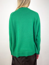 Cashmere Sweater Crewneck Oversized Pullover in Green - The Shoe Hive