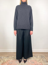 Cashmere Sweater T - Neck Oversized Pullover in Heather Grey - The Shoe Hive