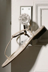 Cecilia T-Strap Sandal in Beige Patent - The Shoe Hive