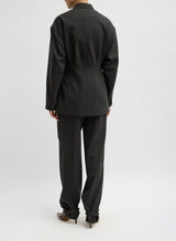 Cedric Suiting Sculpted Blazer in Grey Multi - The Shoe Hive
