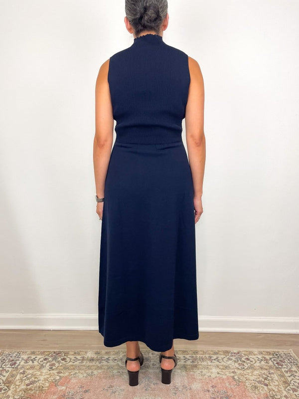 Charlotte Dress in Navy Ice Cotton - The Shoe Hive