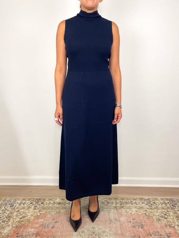 Charlotte Dress in Navy Ice Cotton - The Shoe Hive
