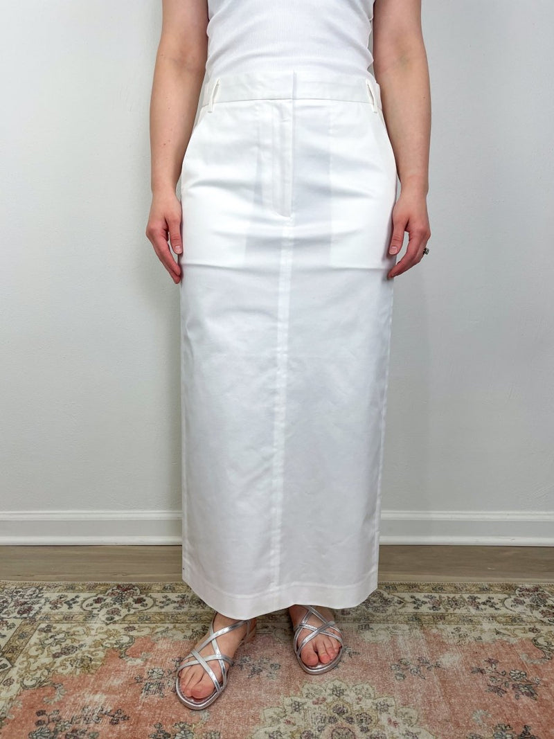 Chino Maxi Skirt in White - The Shoe Hive