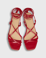 Chloe Tie Sandal in Red Leather - The Shoe Hive