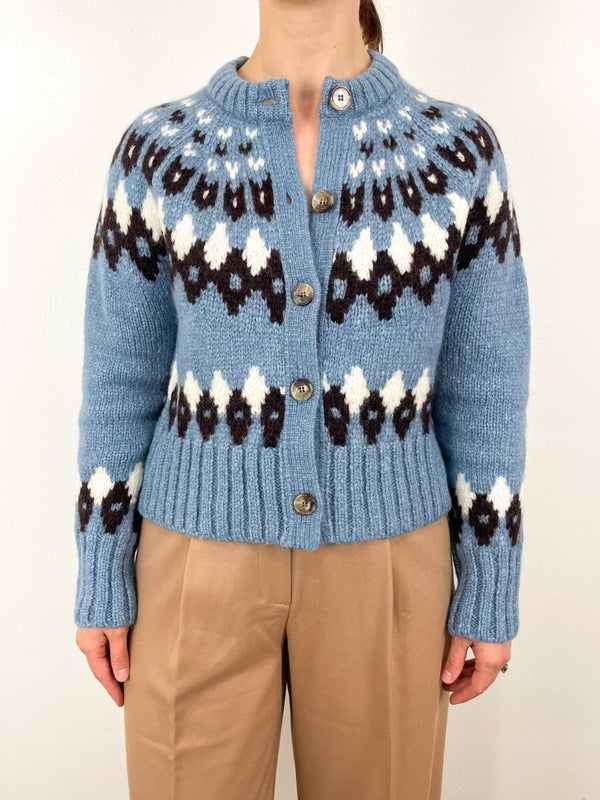 Christina Fairisle Cardigan in Smoke Blue Multi exclusive at The Shoe The Shoe Hive