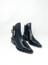 Chunky Buckle Chelsea Boot Naplack in Black - The Shoe Hive