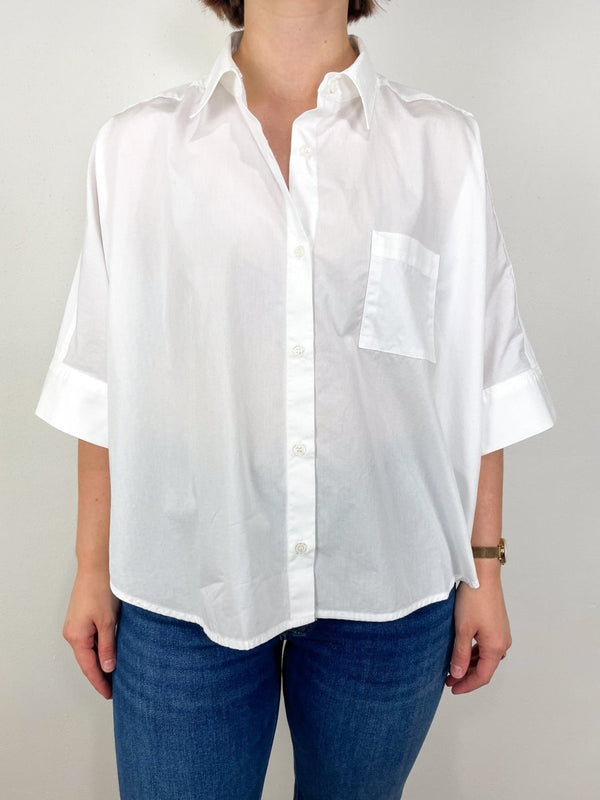 Claire Origami Shirt in Optic White - The Shoe Hive