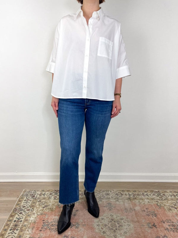 Claire Origami Shirt in Optic White - The Shoe Hive