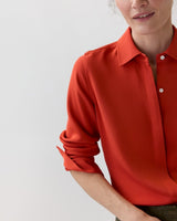 Classic Blouse in Vermillion Silk Crepe De Chine - The Shoe Hive
