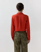 Classic Blouse in Vermillion Silk Crepe De Chine - The Shoe Hive