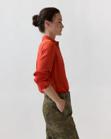 Classic Blouse in Vermillion Silk Crepe De Chine - The Shoe Hive