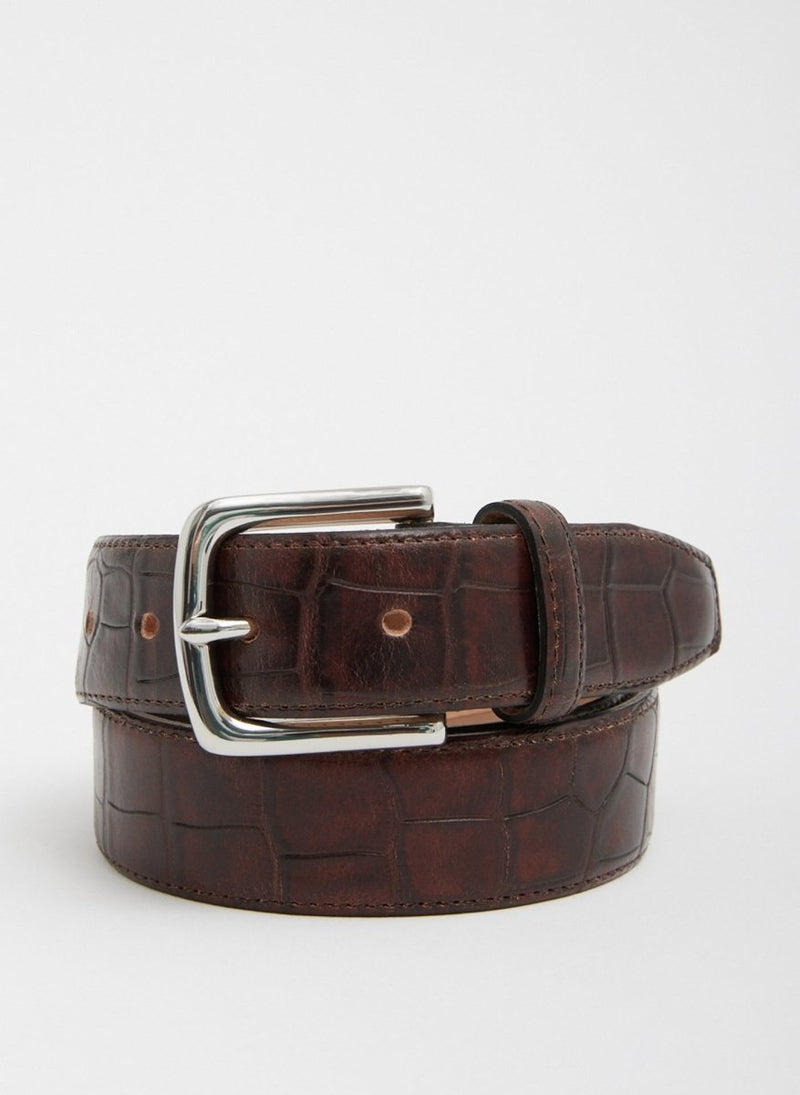 Classic Men's Croc Leather Belt in Brown exclusive at The Shoe Hive
