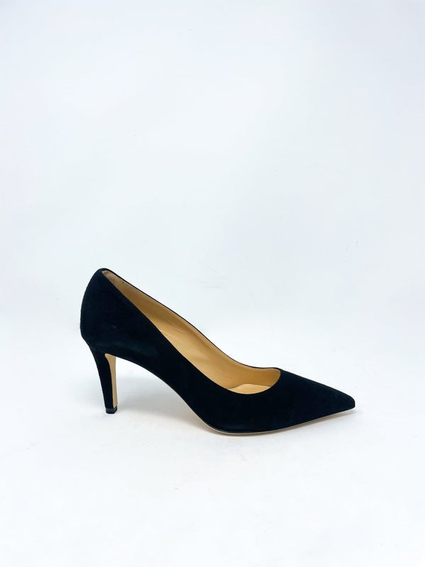 Classic Pointed Toe Pump in Black Suede - The Shoe Hive