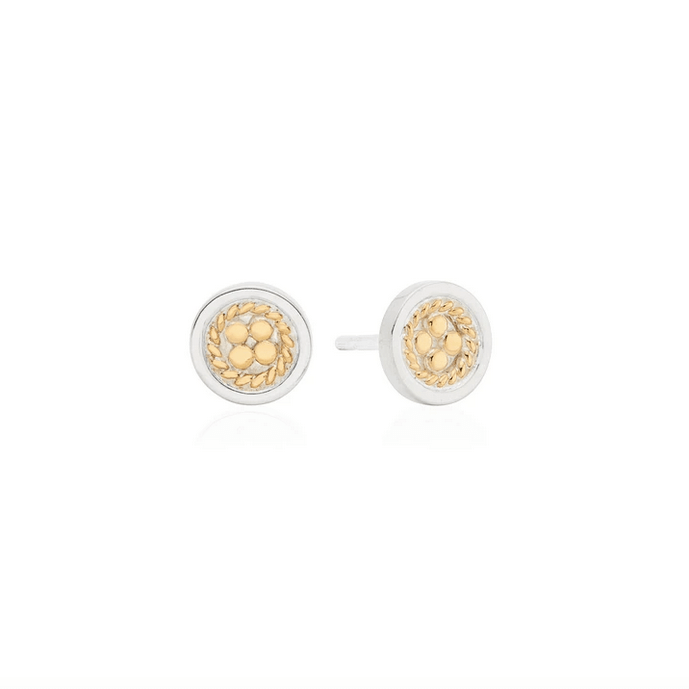 Classic Smooth Border Mini Stud Earrings in Gold/Silver - The Shoe Hive