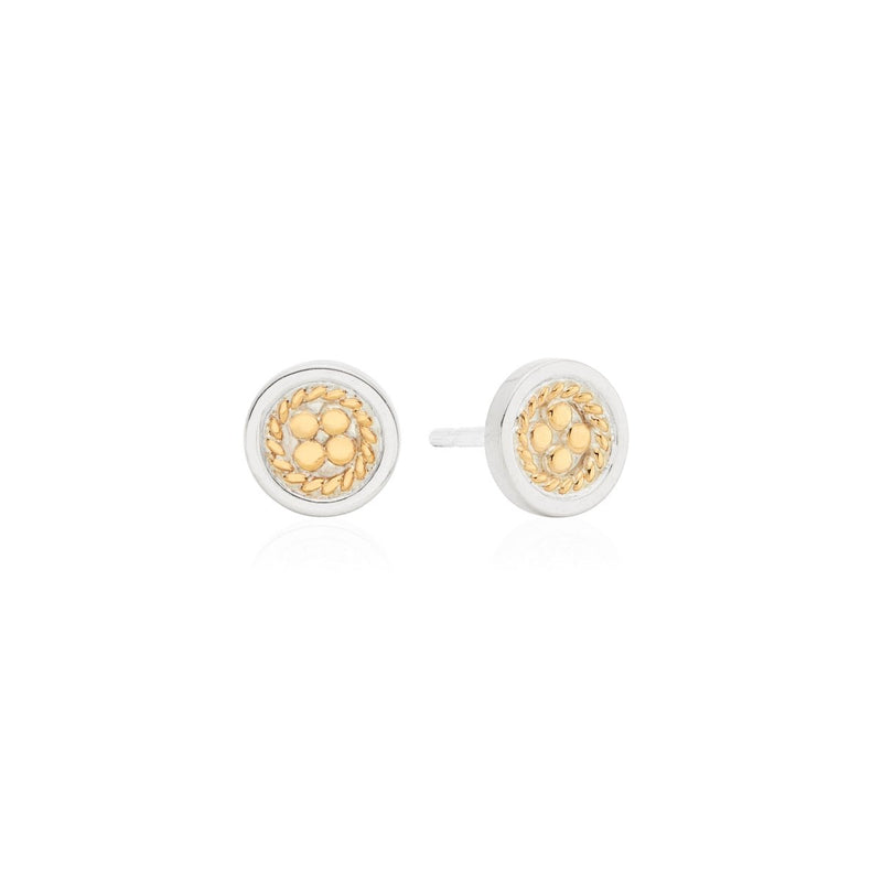 Classic Smooth Border Mini Stud Earrings in Gold/Silver - The Shoe Hive