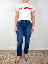 Classic Tee in Cream w/Bright Poppy Bon Vivant - The Shoe Hive