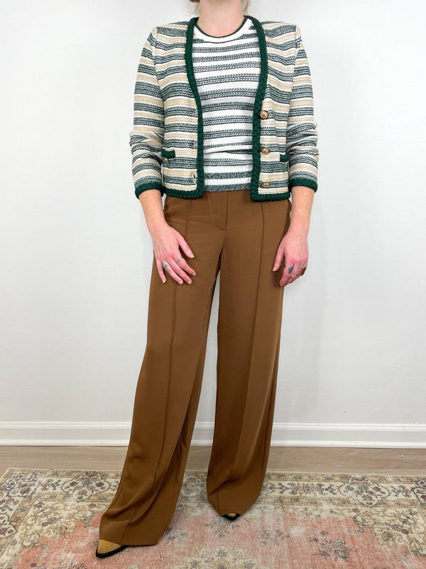 Claudine Knit Jacket in Ivory/Green - The Shoe Hive