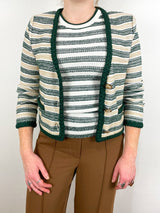 Claudine Knit Jacket in Ivory/Green - The Shoe Hive