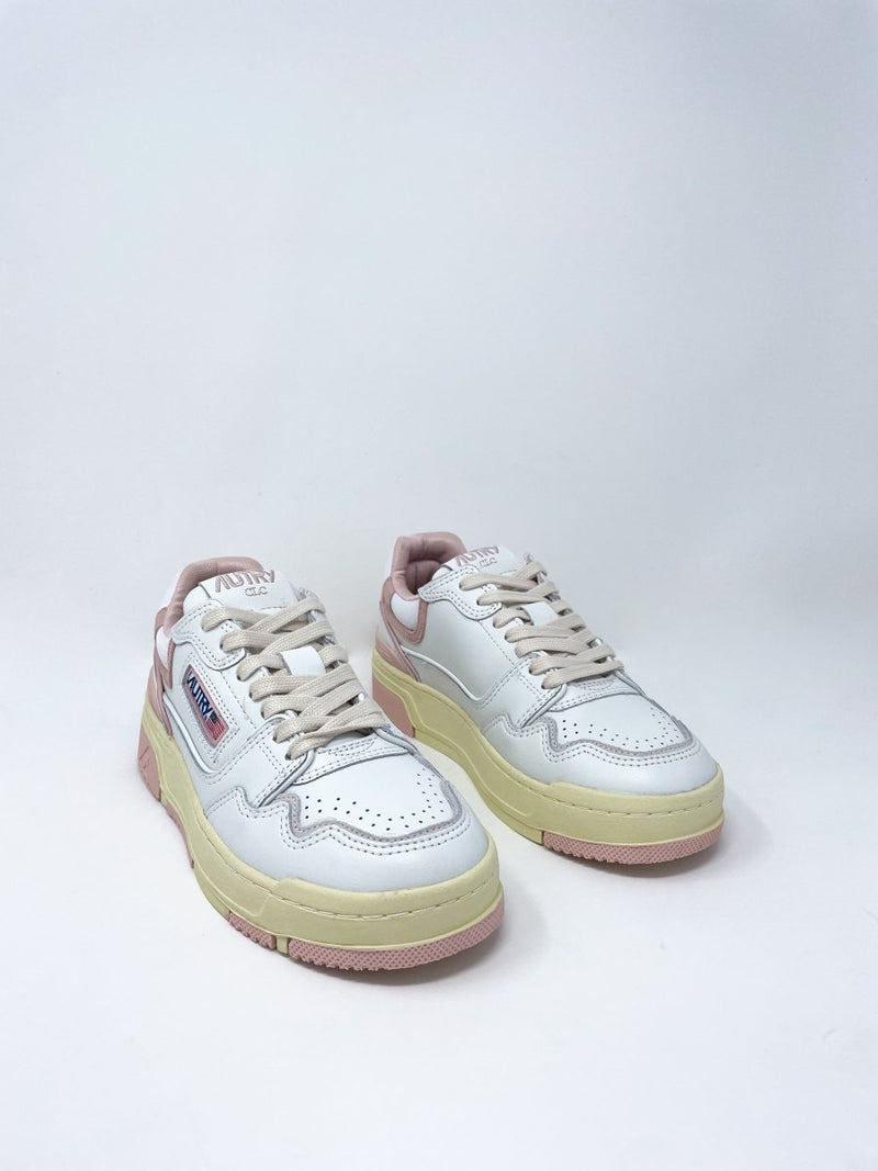 CLC Low Sneakers Leather in White/Powder Pink - The Shoe Hive