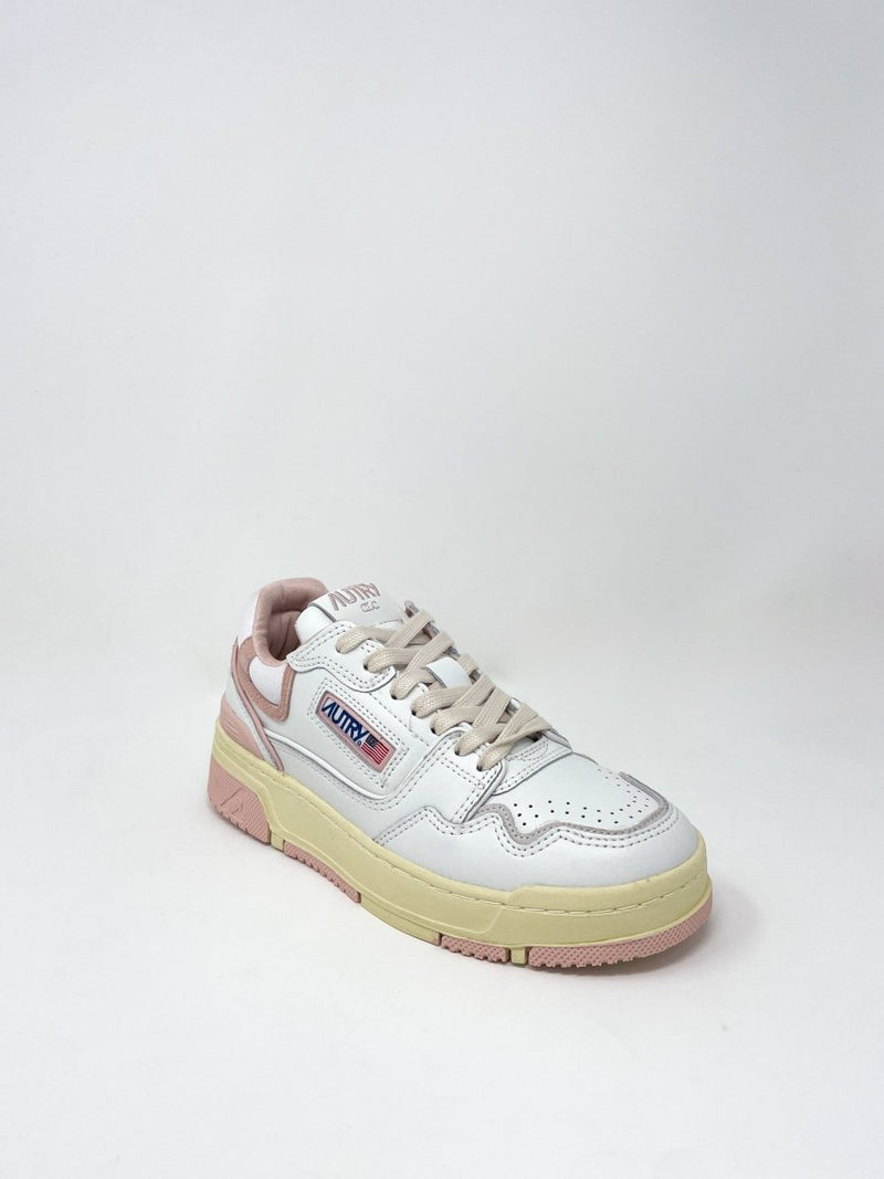 CLC Low Sneakers Leather in White/Powder Pink - The Shoe Hive