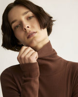 Clinton Multi Rib Turtleneck in Chocolate - The Shoe Hive
