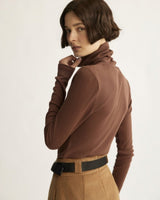 Clinton Multi Rib Turtleneck in Chocolate - The Shoe Hive