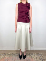 Clio Ruched Ruffle Top in Claret - The Shoe Hive