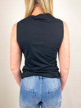 Clio Ruched Ruffle Top in Noir - The Shoe Hive