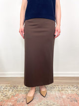 Compact Ultra Stretch Knit Pencil Skirt in Brown - The Shoe Hive