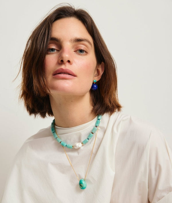 Constance Necklace in Brazilian Amazonite Green - The Shoe Hive