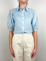 Cordelia SS Button Up Top in Adriatic - The Shoe Hive