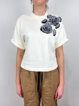 Cove Top with Embroidery in Creme - The Shoe Hive