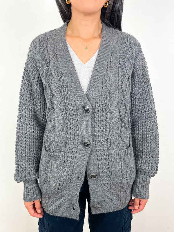 Cozy Cable Cardigan Charcoal Alpaca - The Shoe Hive