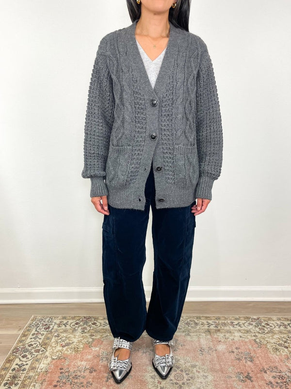 Cozy Cable Cardigan Charcoal Alpaca - The Shoe Hive