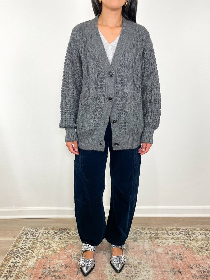 Cozy Cable Cardigan Charcoal Alpaca - The Shoe Hive