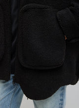 Cozy Fleece Cubic Zipup Bomber in Black - The Shoe Hive