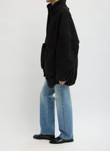 Cozy Fleece Cubic Zipup Bomber in Black - The Shoe Hive