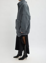 Cozy Fleece Cubic Zipup Bomber in Grey - The Shoe Hive