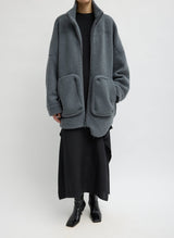 Cozy Fleece Cubic Zipup Bomber in Grey - The Shoe Hive
