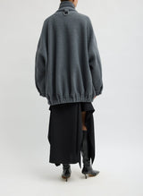 Cozy Fleece Cubic Zipup Bomber in Grey - The Shoe Hive